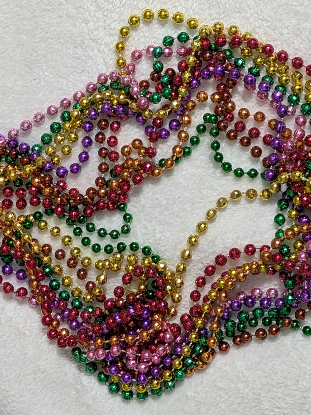 Lot of 10 Mardi Gras Metallic Bead Necklaces